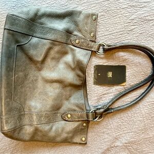 Frye Gray Leather Tote Bag